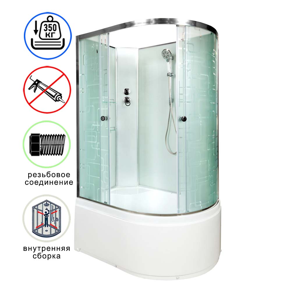 душевая кабина avacan em5012ln ava 120x90 без крыши, левая, стекла с рисунком, профиль хром
