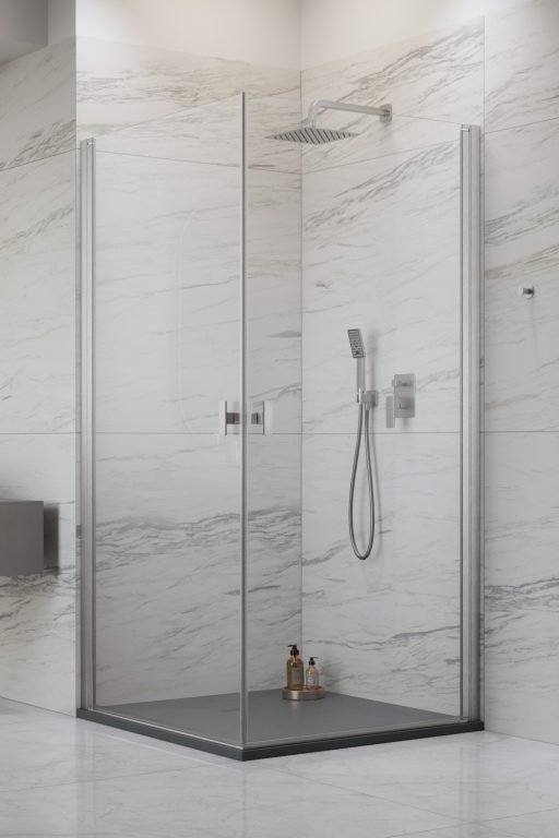 душевой уголок radaway nes brushed nickel kdd i 100x90 стекла прозрачные, профиль брашированный никель
