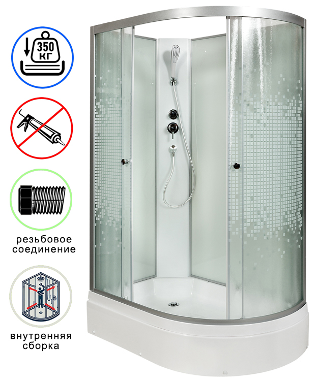 душевая кабина avacan l720ln ava 120x80 без крыши (стекла матовые с рисунком) левая