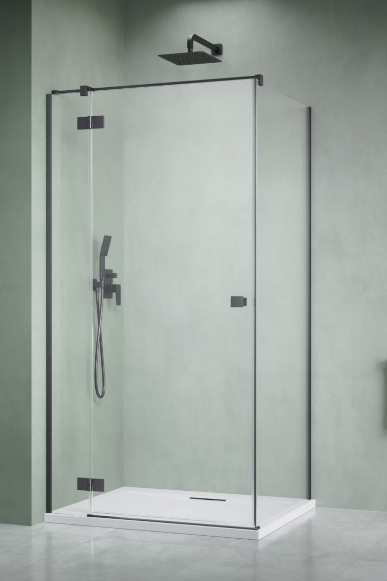 душевой уголок radaway essenza 8 brushed gunmetal kdj 80x110 левый, стекла прозрачные, профиль брашированная оружейная сталь