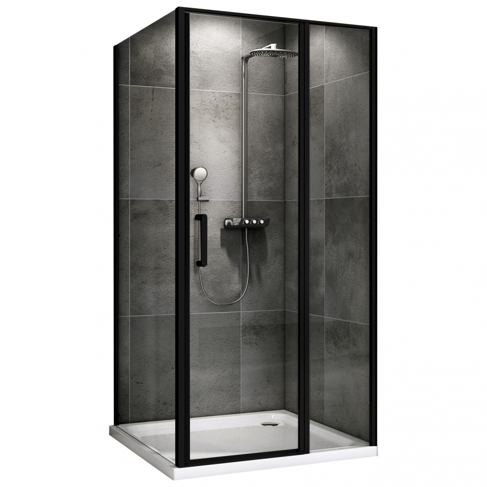 душевой уголок abber sonnenstrand ag04110bs-s70b 110x70 стекла прозрачные, профиль черный