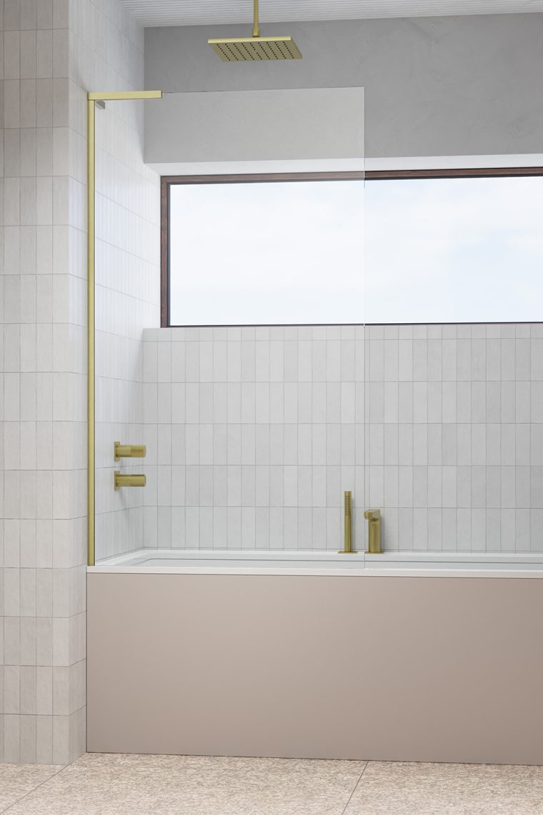 шторка на ванну radaway modo sl brushed gold pnj ii 100x150 левая, стекла прозрачные, профиль брашированное золото