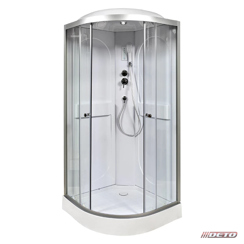 душевая кабина deto l601el 100x100 с электрикой, стекла прозрачные, профиль хром