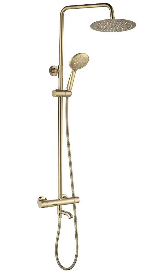 душевая стойка rea lungo diamond gold rea-p5960 с термостатом, золото