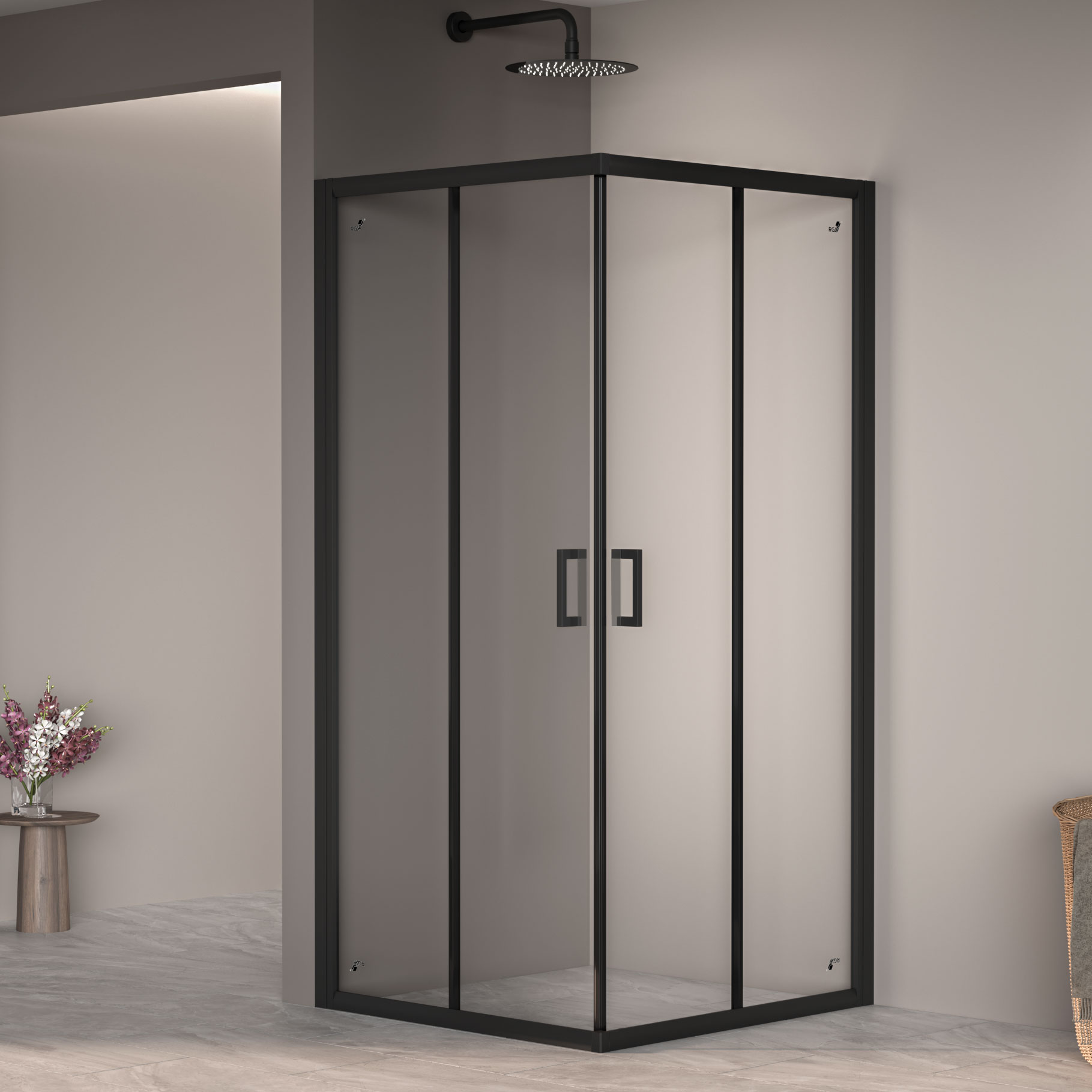 душевой уголок rgw passage rgw pa-39-b 80x80 прозрачное стекло / профиль черный