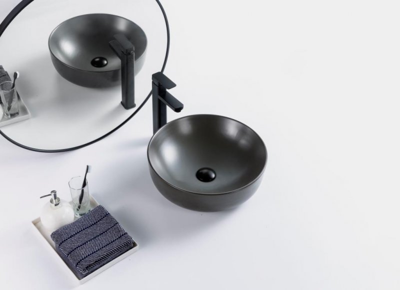 умывальник накладной belbagno bb1315-h311 41x41 серый матовый