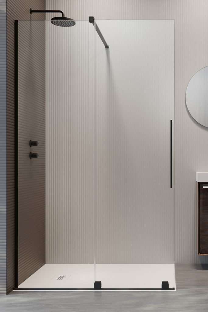 душевой уголок radaway furo black walk-in 110r 110x200 стекло прозрачное, профиль черный (правый)