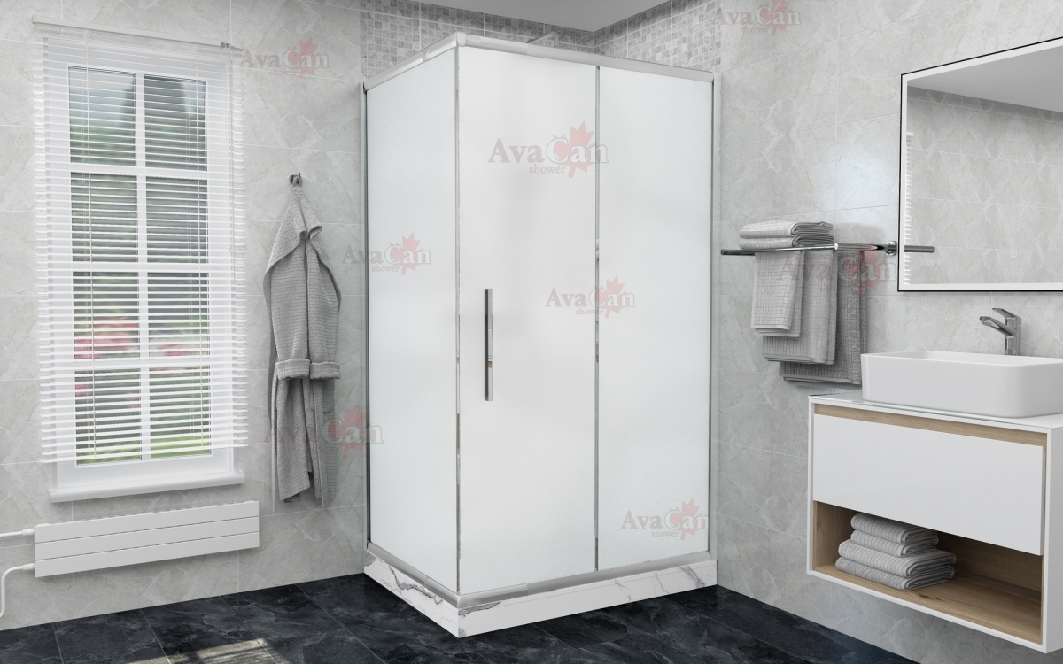 душевой уголок avacan fс120-140 + sс 80 mt ava 120-140x80  стекла матовые, профиль хром