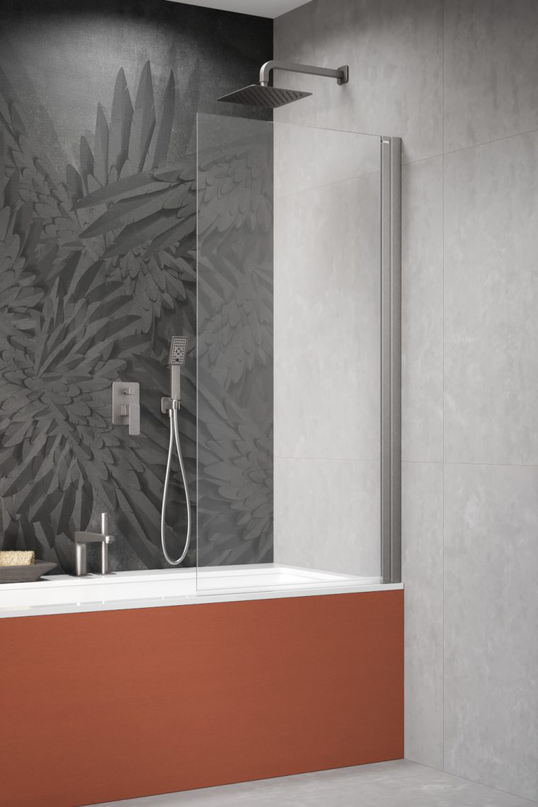 душевая шторка radaway nes brushed nickel pnj i 60x150 правая, стекла прозрачные, профиль брашированный никель