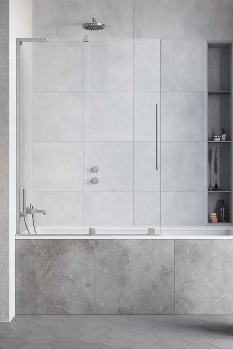 шторка на ванну radaway furo sl brushed nickel pnd ii l 100x150 стекла прозрачные, профиль брашированный никель