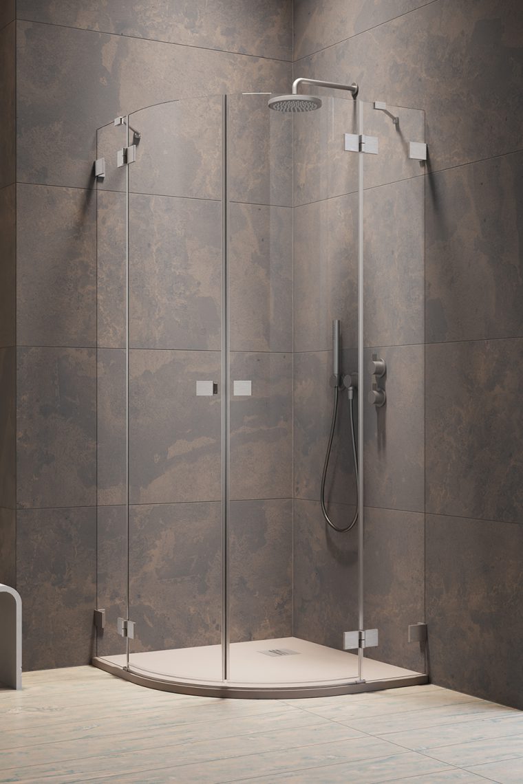 душевой уголок radaway essenza pro brushed nickel pdd 90x80 стекло прозрачное, профиль брашированный никель