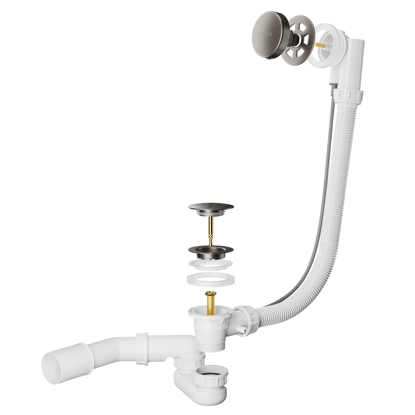 сифон для ванны roxen r70a-gm оружейная сталь