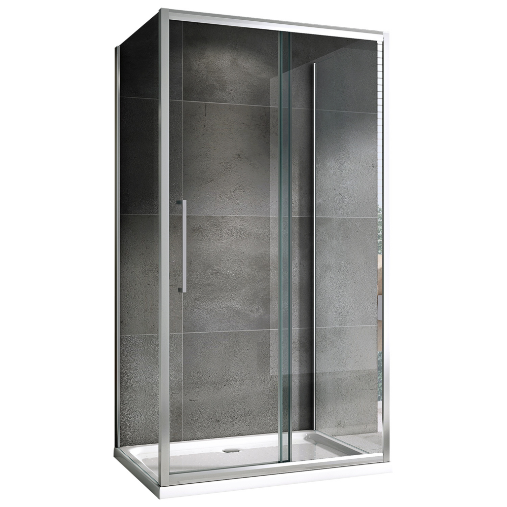 душевой уголок abber schwarzer diamant ag30150h-s85-s85 150x85 стекла прозрачные, профиль хром