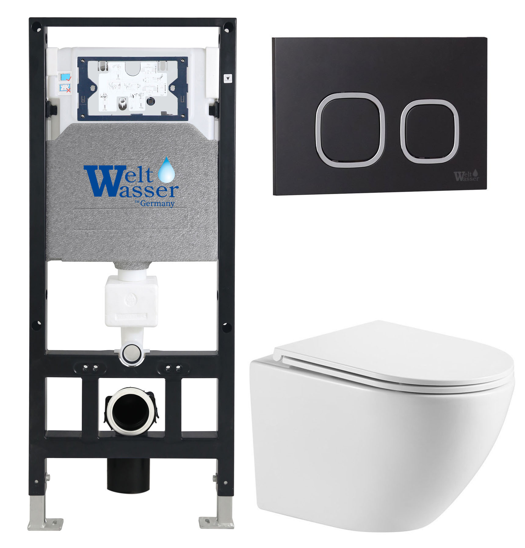 комплект welt-wasser amberg 506 + merzbach 041 xl gl-wt + amberg rd-bl с черной клавишей