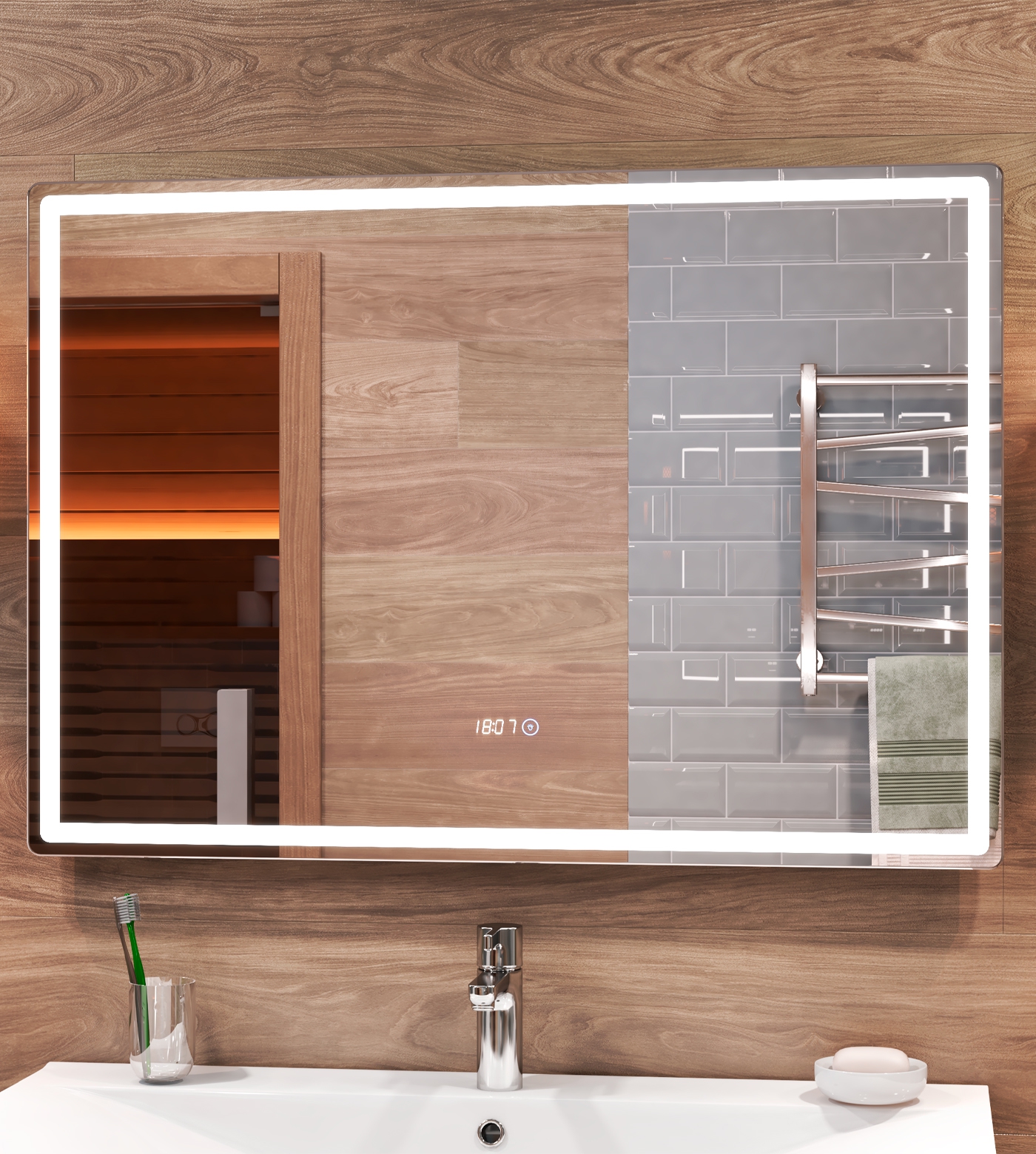 зеркало vigo geometry comfort 100x70 с подсветкой и антизапотеванием