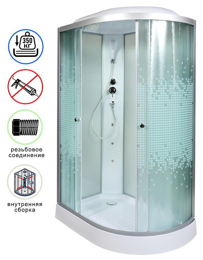душевая кабина avacan l902lngm ava 120x80 без крыши с гидромассажем (стекла матовые с рисунком) левая