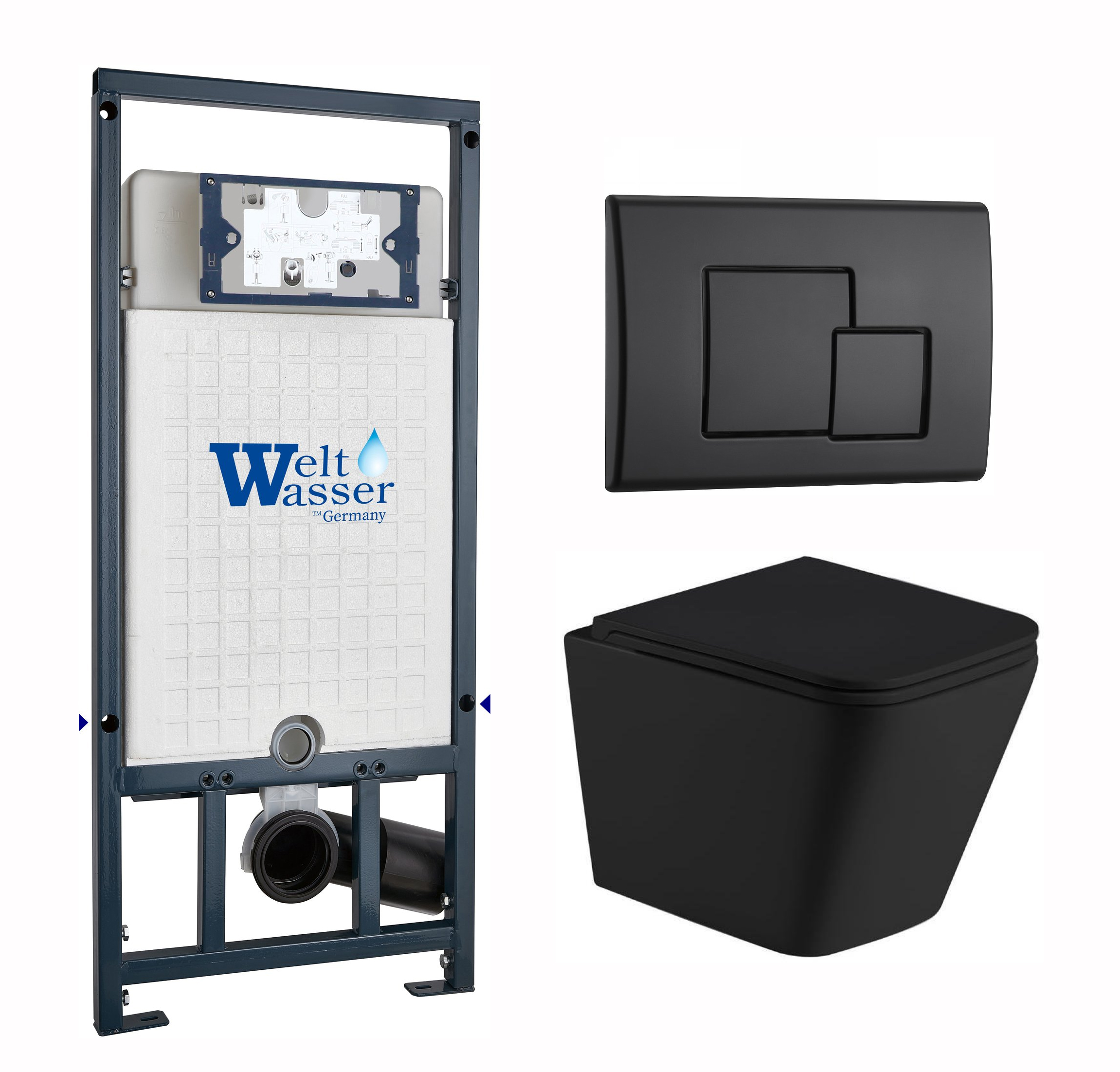 комплект инсталляция welt-wasser marberg 507 для унитаза gelbach 043 gl-bl с клавишей смыва mar 507 se mt-bl