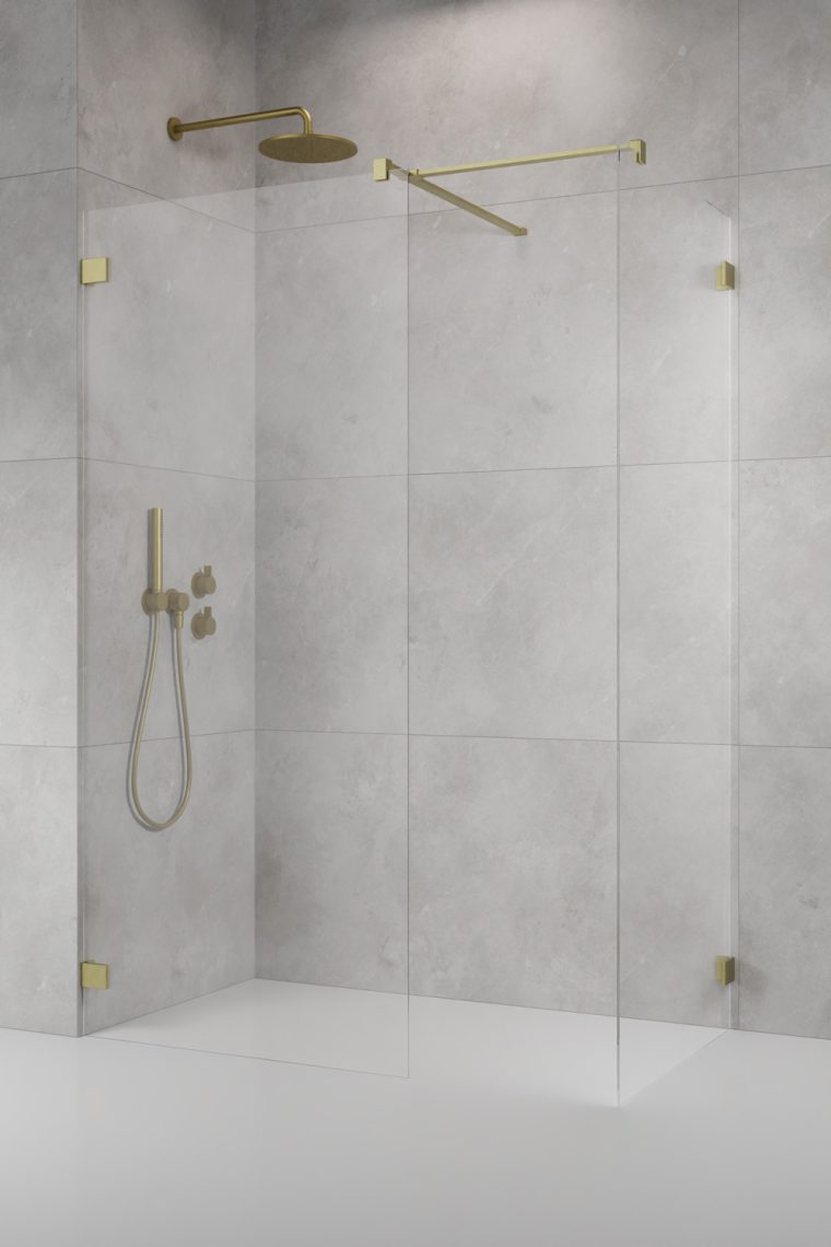 душевой уголок radaway essenza pro 8 brushed gold walk-in iii 50x60 стекла прозрачные,  профиль брашированное золото