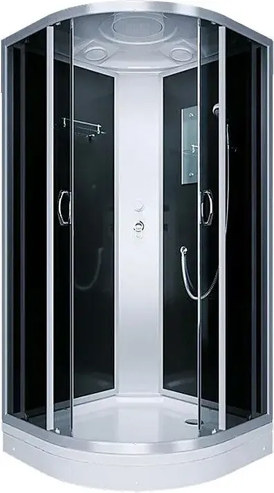 душевая кабина erlit er3510p-c2-rus 100x100 стекла тонированные, профиль сатин