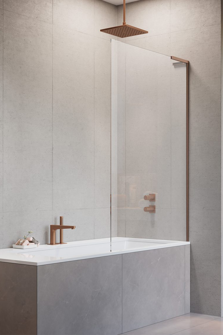 шторка на ванну radaway modo sl brushed copper pnj ii 80x150 правая, стекла прозрачные, профиль брашированная медь