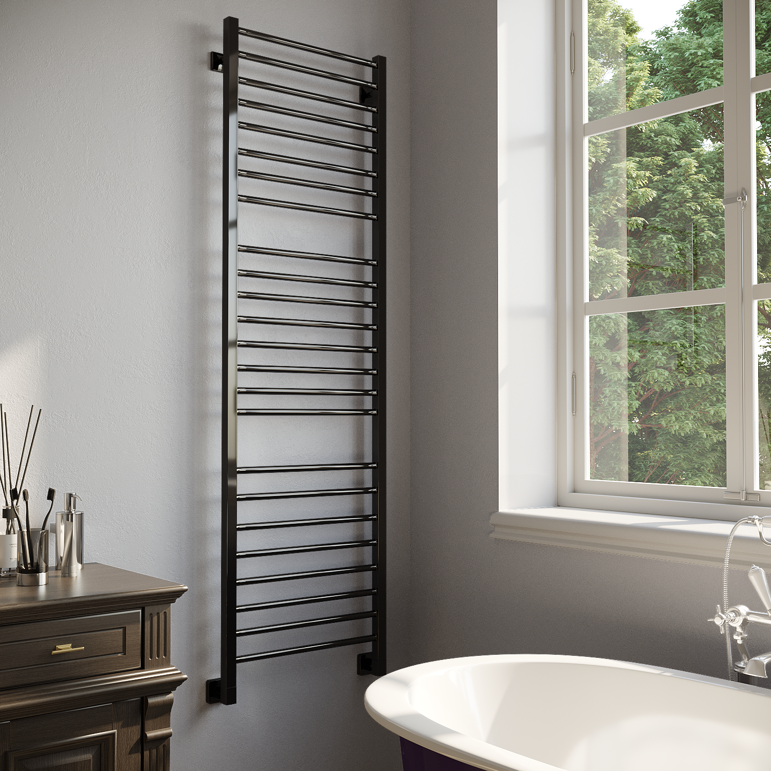 полотенцесушитель водяной stinox classic luxe 50x180 черный глянец