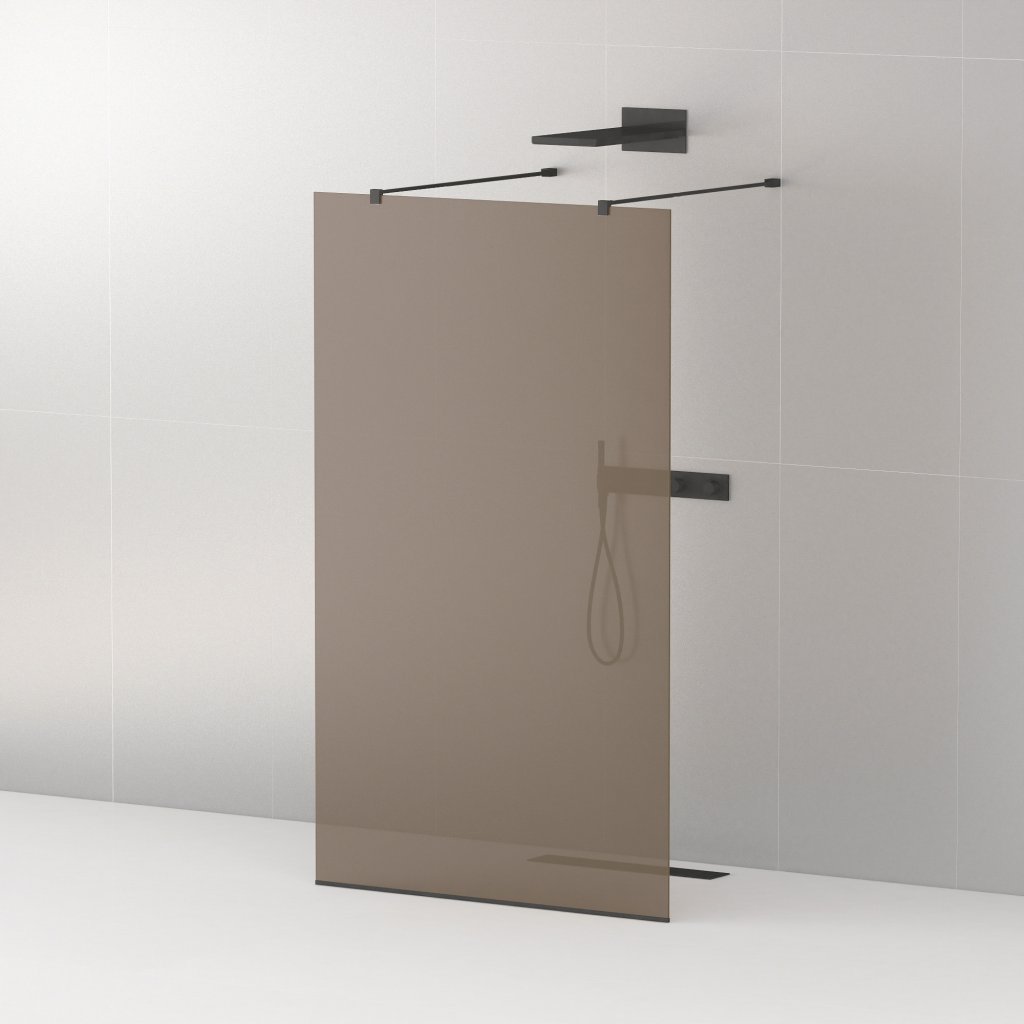душевой уголок cezares liberta-l-2 br-nero 110x195 стекла бронза, профиль черный матовый