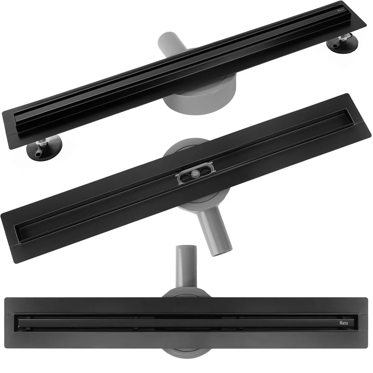 душевой лоток rea slim neox pro black rea-g2744 черный матовый