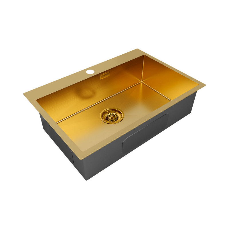 кухонная мойка paulmark kroner pm217551-bg 75x51 брашированное золото