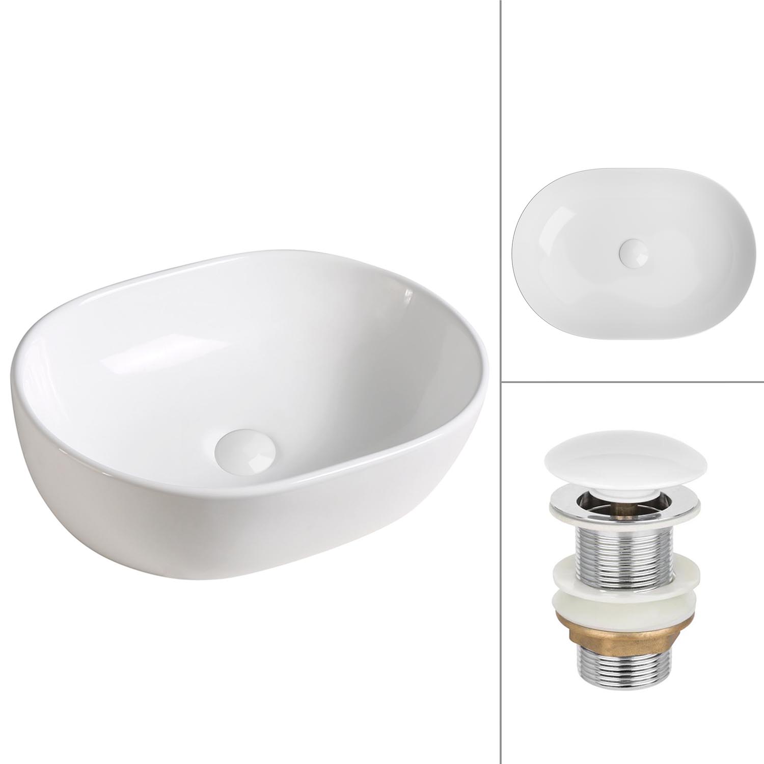 умывальник roxen tim max 570265  60x42 с донным клапаном pd01w белый