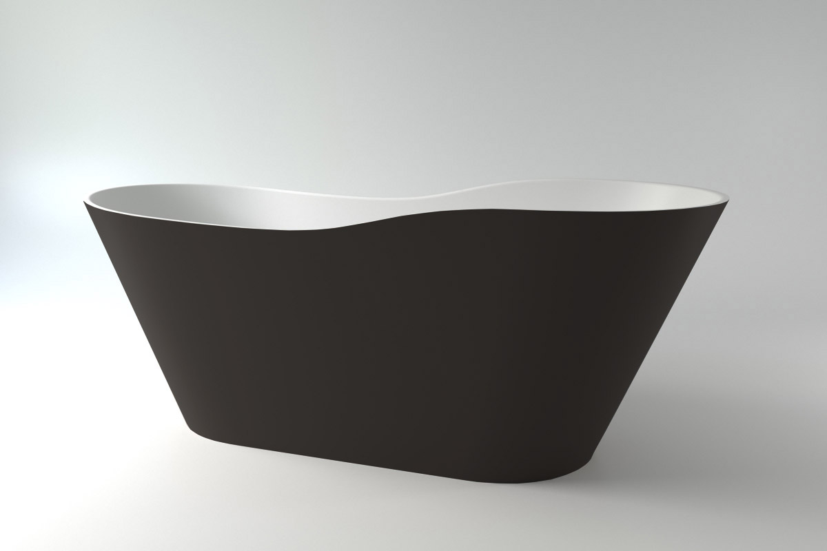 ванна каменная holbi afrodita 161x68 sd внутри белая, снаружи черная