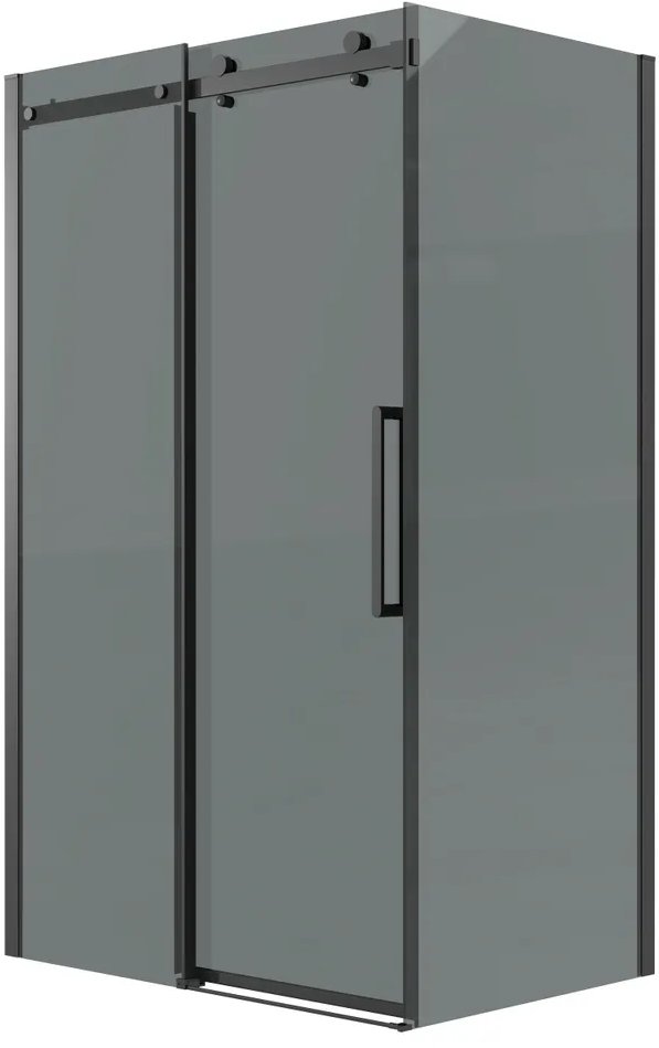 душевой уголок grossman classic 160x90 стекла тонированные, профиль черный