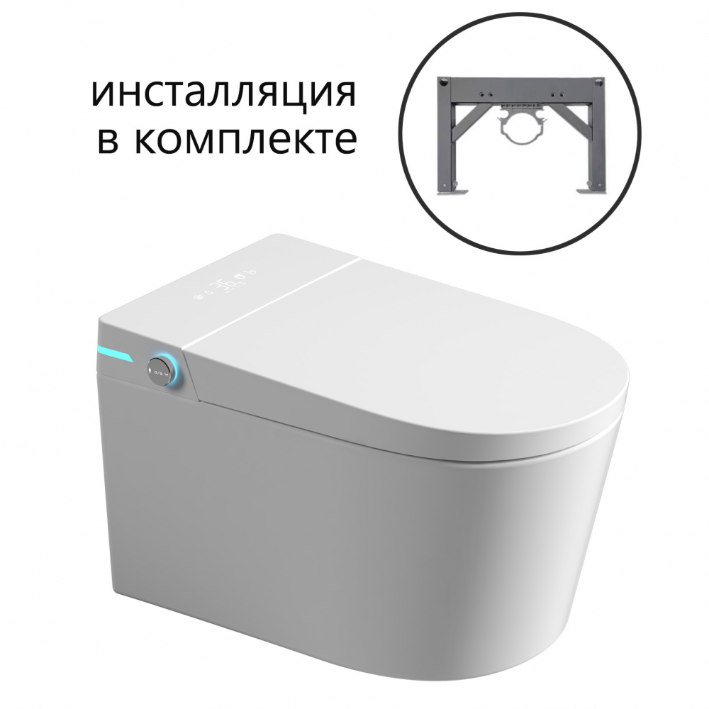 комплект подвесного умного унитаза-биде abber bequem ac1123sr и инсталляции ac0101p2