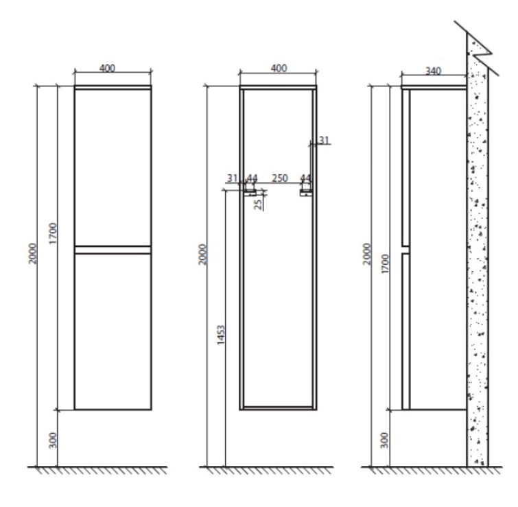 шкаф-пенал подвесной belbagno energia-n-1700-2a-sc-bl-l