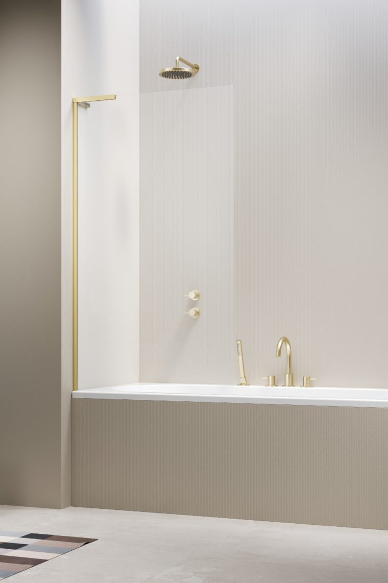душевая шторка radaway modo sl brushed light gold pnj ii 70x150 левая, стекла прозрачные, профиль брашированное светлое золото