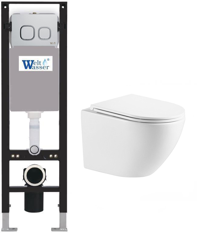 комплект инсталляция welt-wasser amberg 350 для унитаза merzbach 043 gl-wt с клавишей смыва amberg rd-wt, белый