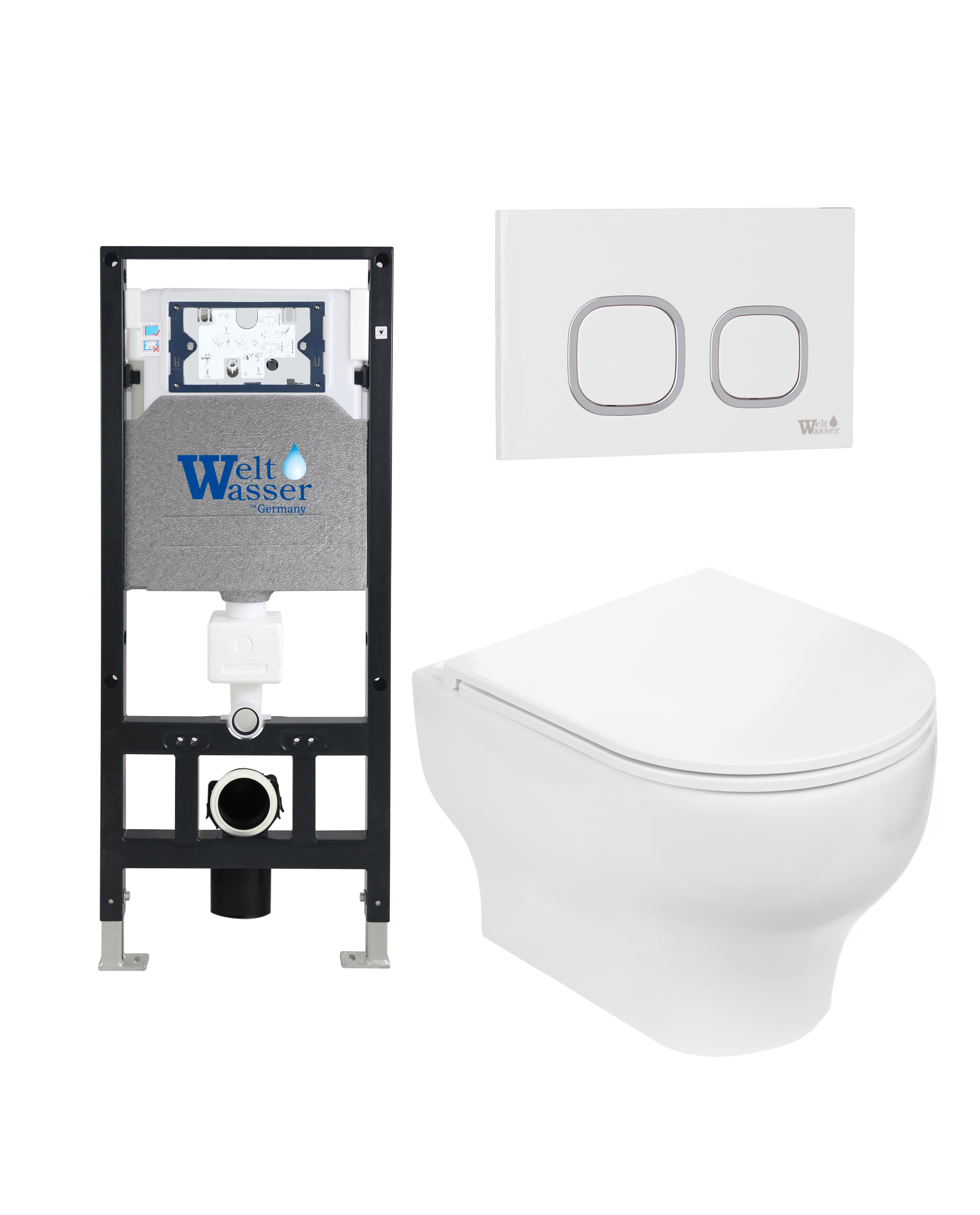 комплект welt-wasser amberg 506 + erlenbach 004 gl-wt + amberg rd-wt с белой клавишей