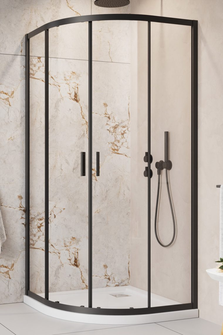 душевой уголок radaway alienta black e 80x90 стекла прозрачные, профиль черный