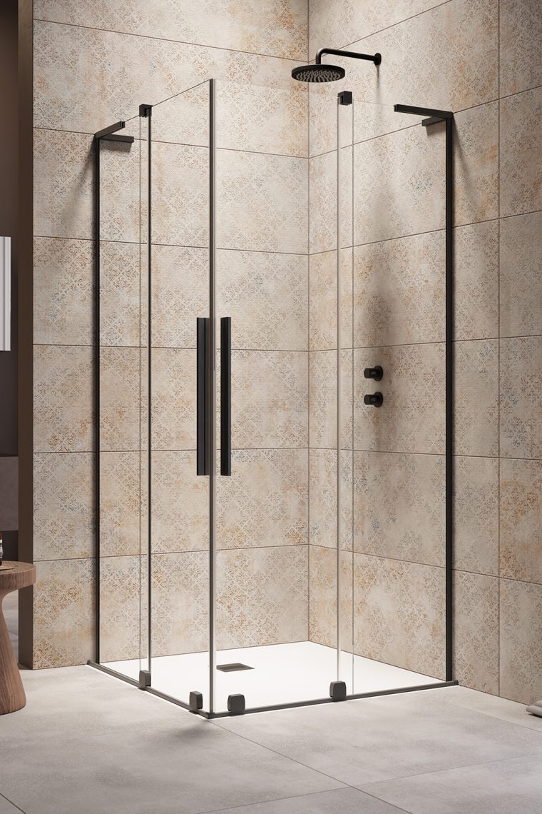 душевой уголок radaway furo sl black kdd 100x100 стекла прозрачные, профиль черный