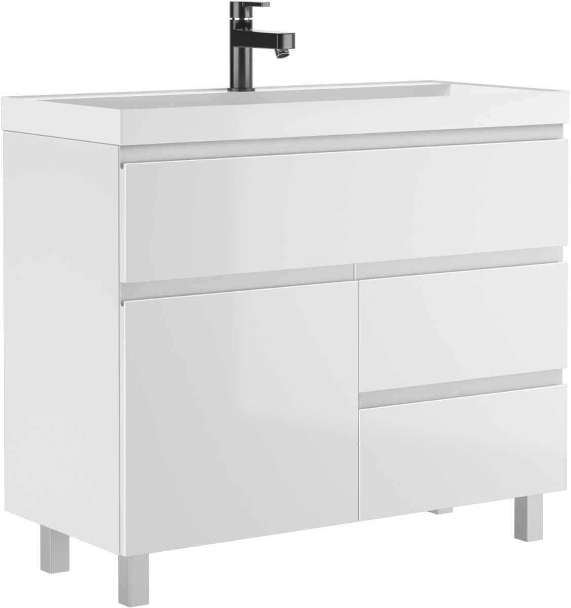 тумба домино graffo подвесная в3 под умывальник "bazis 100"  белый глянец