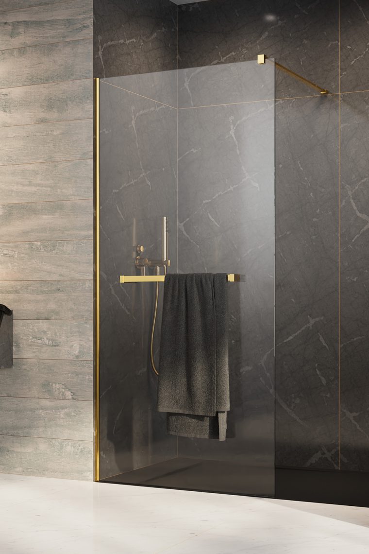душевой уголок radaway modo new gold ii 100x200 с полотенцедержателем, стекла прозрачные, профиль золото