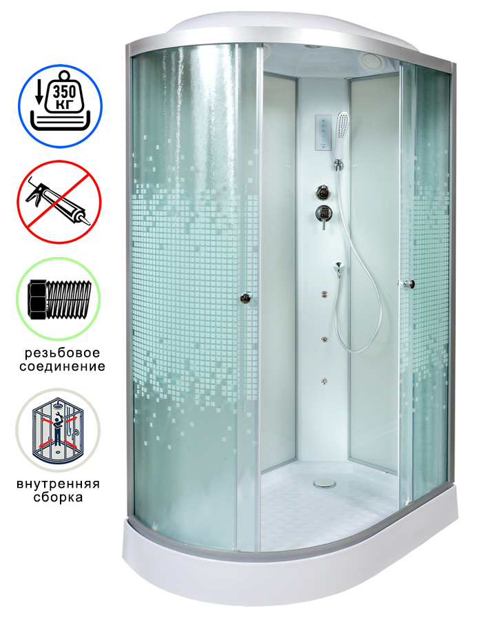 душевая кабина avacan l902rgm+el ava 120x80 с гидромассажем и электрикой (стекла матовые с рисунком) правая