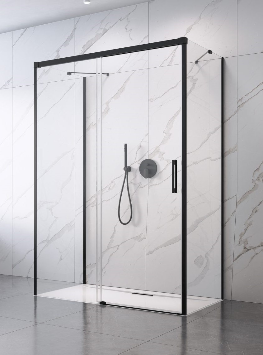 душевой уголок radaway idea black kdj+s 100x70 стекла прозрачные, профиль черный
