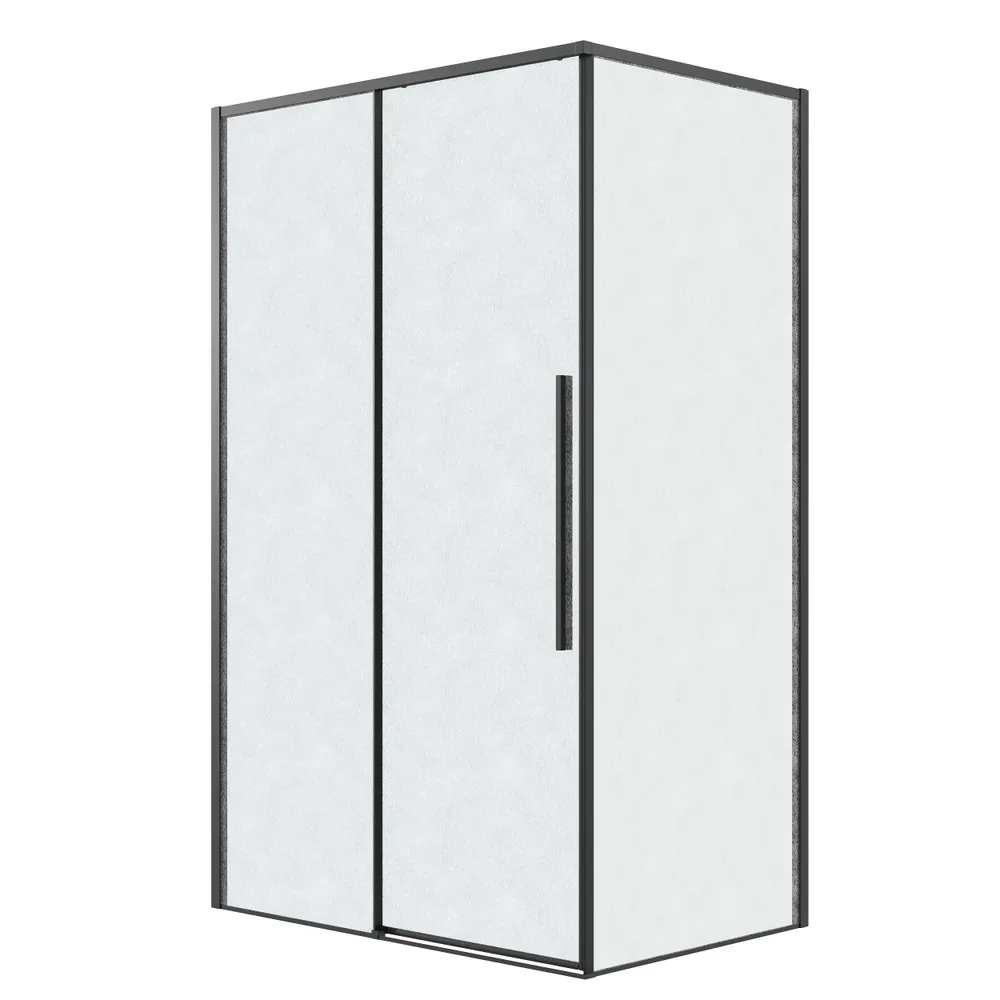душевой уголок grossman galaxy 100x70 стекло шиншилла / профиль черный матовый