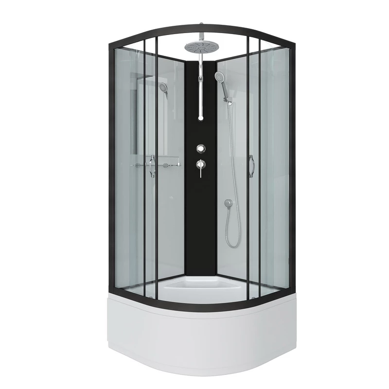 душевая кабина niagara classic ng-6707-14bkt 80x80 без крыши, стекла прозрачные, профиль черный