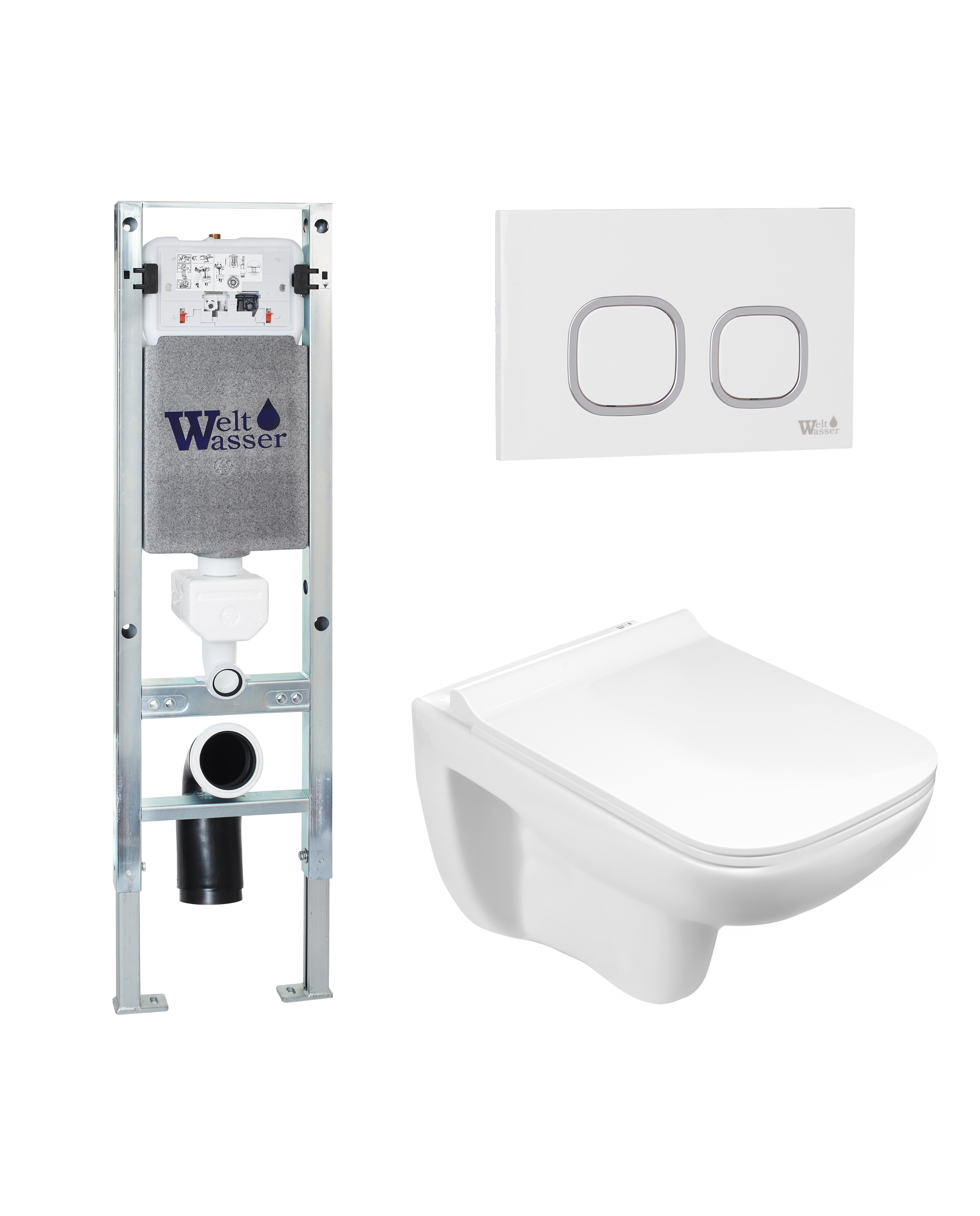 комплект welt-wasser amberg 350 st + kehlbach 004 gl-wt + amberg rd-wt с белой клавишей