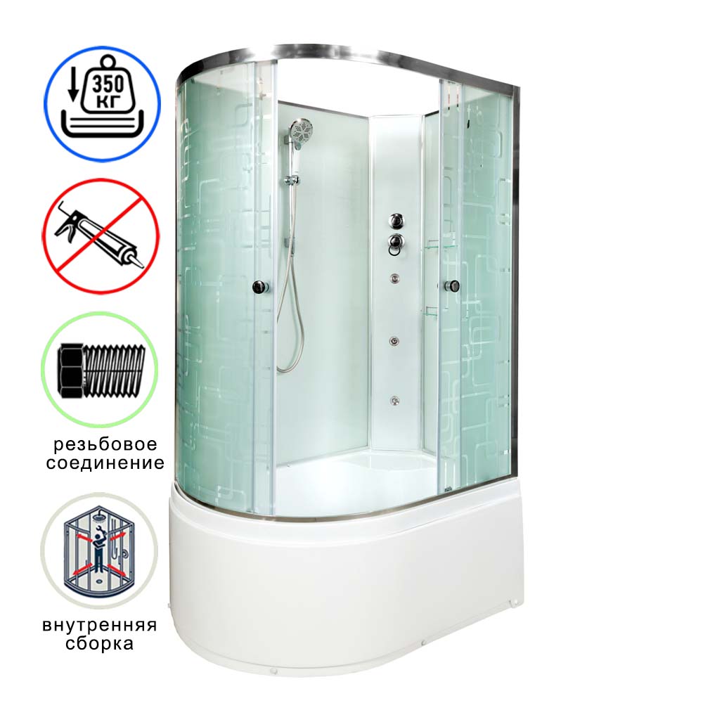душевая кабина avacan em4511rngm ava 110x80 б/к с гидромассажем, правая, стекла с узором, профиль хром