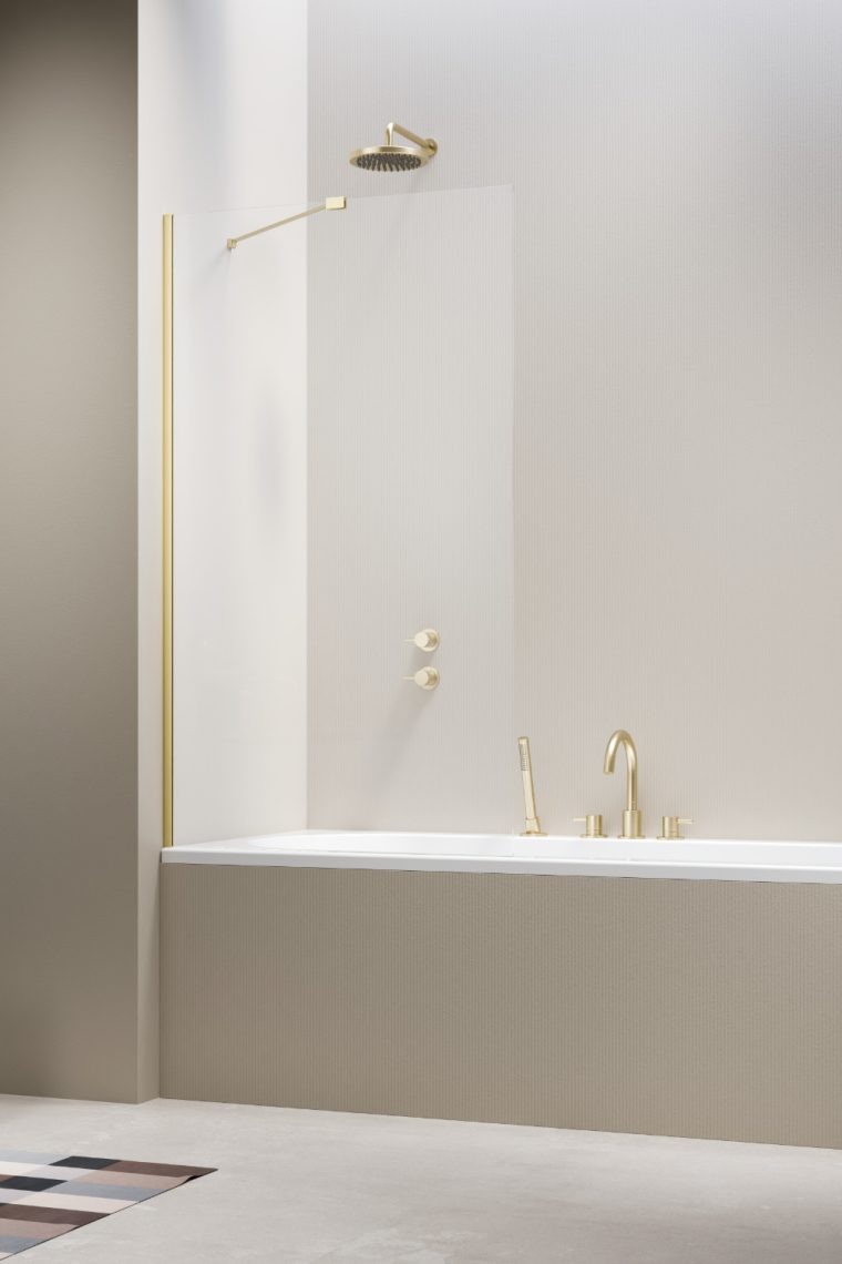душевая шторка radaway modo new brushed light gold pnj ii 50x150 стекла прозрачные, профиль брашированное светлое золото