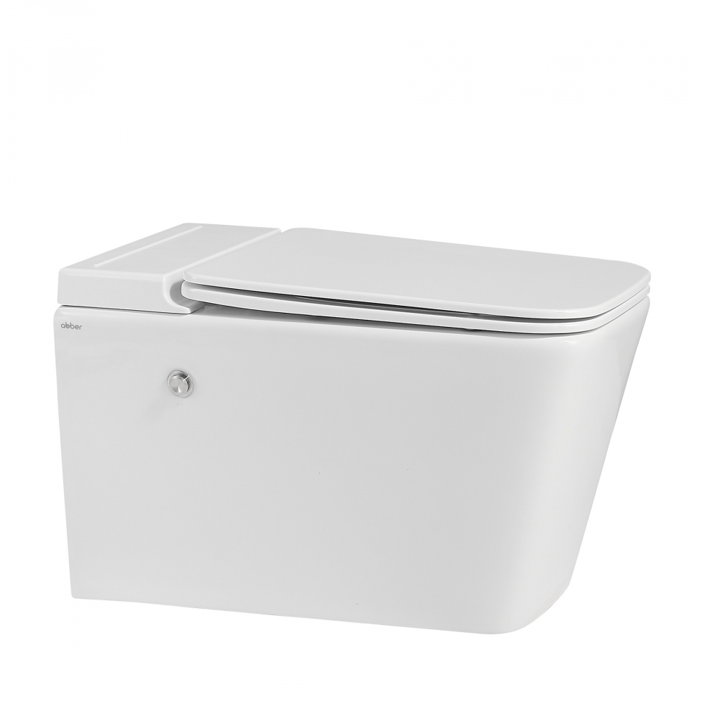 унитаз подвесной abber rechteck ac1202p 59x36 с импульсным смывом, сиденье duroplast, микролифт