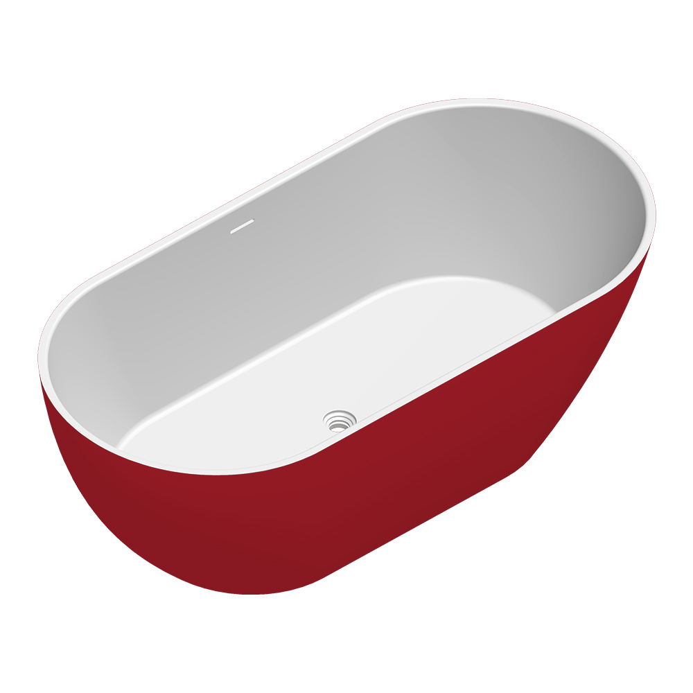 ванна из литьевого мрамора radostone roberta 165,5x79,5 белый/бордовый