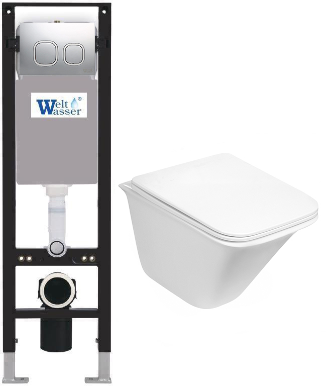 комплект инсталляция welt-wasser amberg 350 для унитаза rotbach 004 gl-wt с клавишей смыва  amberg rd-mt cr, матовый хром